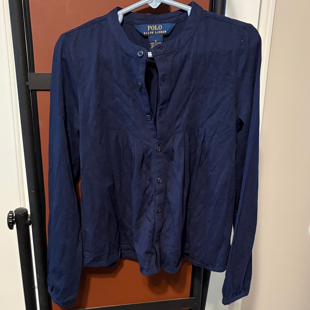 Polo by Ralph Lauren Navy Long-Sleeve Button-Front Blouse